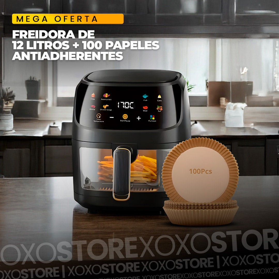 Freidora de 12 Litros + 100 Papeles Antiadherentes